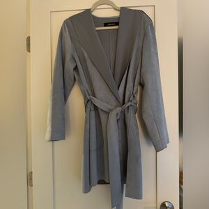 Zara Blueish- Gray Women's Trench Jacket with Hood